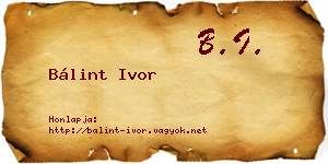 Bálint Ivor névjegykártya